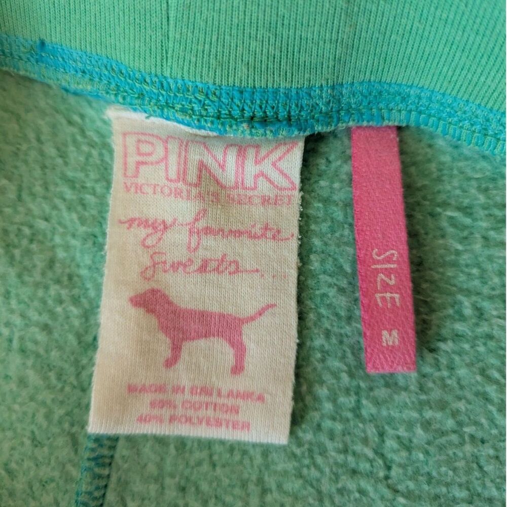 Vintage Victoria's Secret PINK Mint Green Varsity Sweatpants Cropped Joggers M - Picture 2 of 8